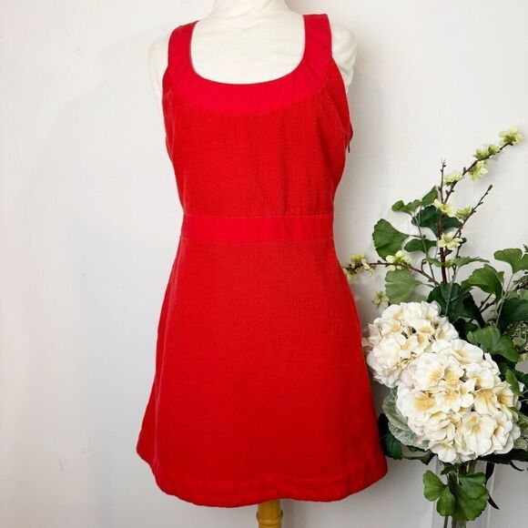 ANTHROPOLOGIE | Maeve sleeveless squareneck mini dress | 10 | red - Picture 1 of 16